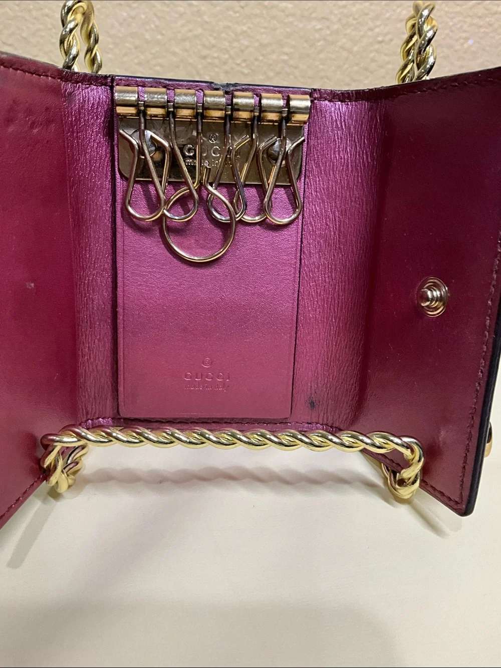 Gucci Brown GG Embossed Leather Key & Card Holder with Gold Hardware - Picture 9 of 13